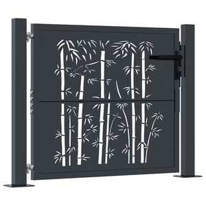 Gartentor Anthrazit 100x75 cm Stahl Bambus-Design