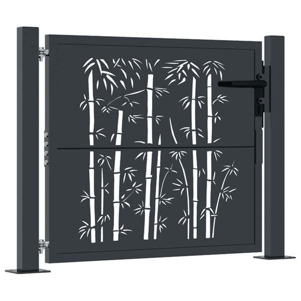Gartentor Anthrazit 100x75 cm Stahl Bambus-Design