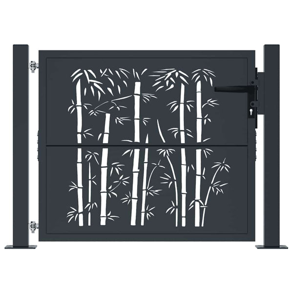 Gartentor Anthrazit 100x75 cm Stahl Bambus-Design