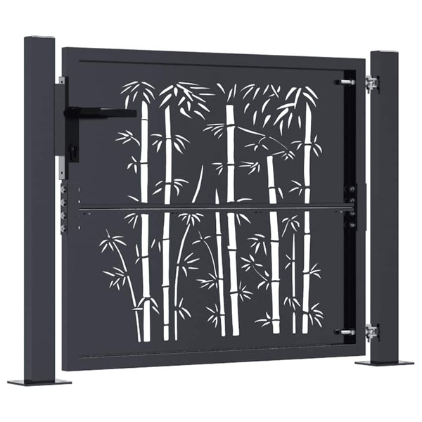 Gartentor Anthrazit 100x75 cm Stahl Bambus-Design