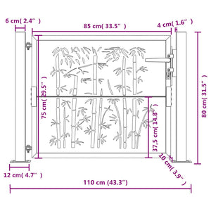 Gartentor Anthrazit 100x75 cm Stahl Bambus-Design