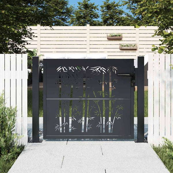 Gartentor Anthrazit 100x75 cm Stahl Bambus-Design