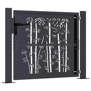 Gartentor Anthrazit 100x100 cm Stahl Bambus-Design