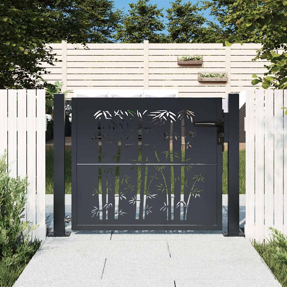 vidaXL Portail de jardin anthracite 100x100 cm, acier, design bambou