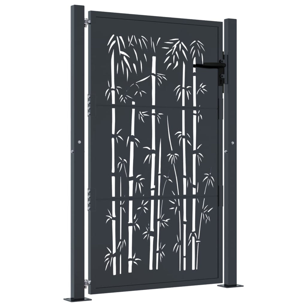 vidaXL Portail de jardin anthracite 100x125 cm acier motif bambou