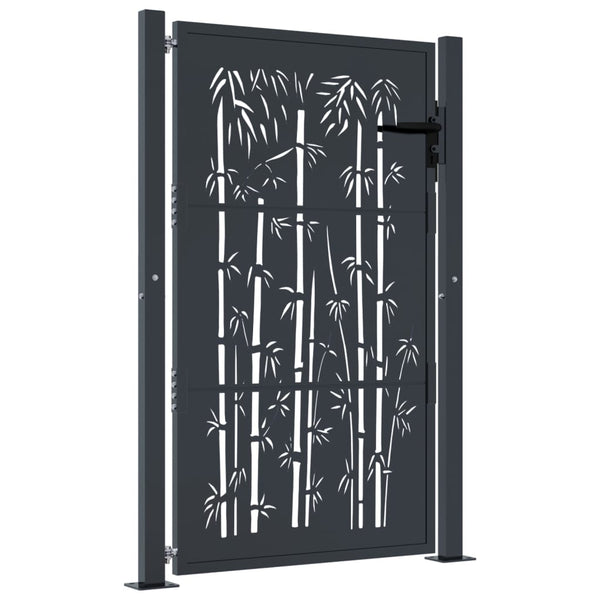 Gartentor Anthrazit 100x125 cm Stahl Bambus-Design