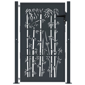 Gartentor Anthrazit 100x125 cm Stahl Bambus-Design