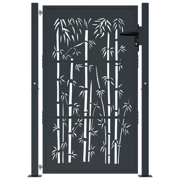 Gartentor Anthrazit 100x125 cm Stahl Bambus-Design