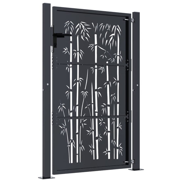 Gartentor Anthrazit 100x125 cm Stahl Bambus-Design