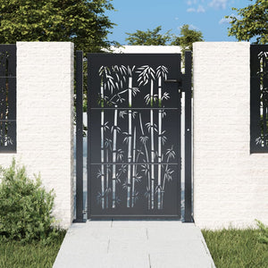 Gartentor Anthrazit 100x125 cm Stahl Bambus-Design