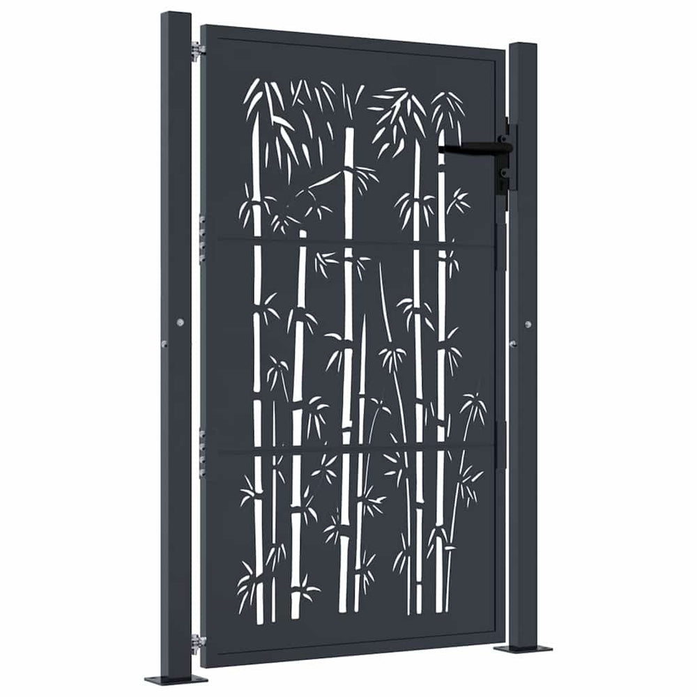 vidaXL Portail de jardin anthracite 100x150 cm acier motif bambou