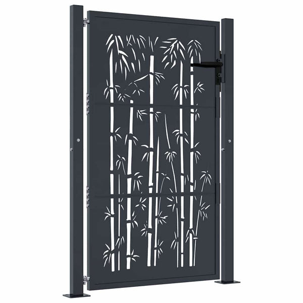 Gartentor Anthrazit 100x150 cm Stahl Bambus-Design