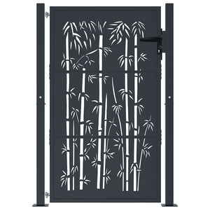 Gartentor Anthrazit 100x150 cm Stahl Bambus-Design