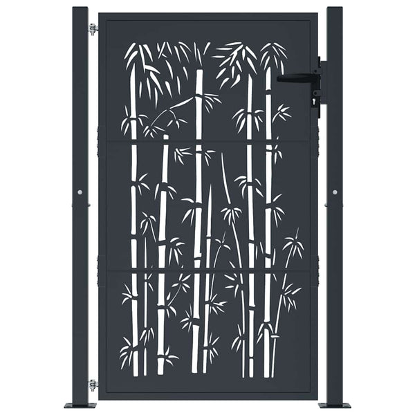 Gartentor Anthrazit 100x150 cm Stahl Bambus-Design