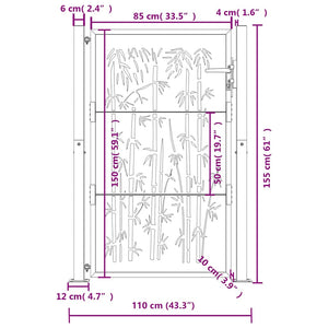 Gartentor Anthrazit 100x150 cm Stahl Bambus-Design
