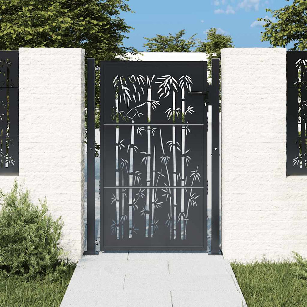 vidaXL Portail de jardin anthracite 100x150 cm acier motif bambou