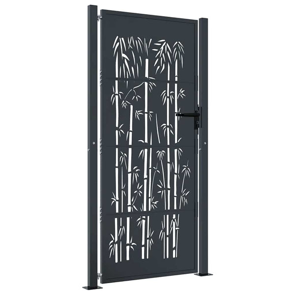 Gartentor Anthrazit 100x175 cm Stahl Bambus-Design