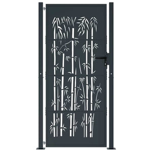 Gartentor Anthrazit 100x175 cm Stahl Bambus-Design