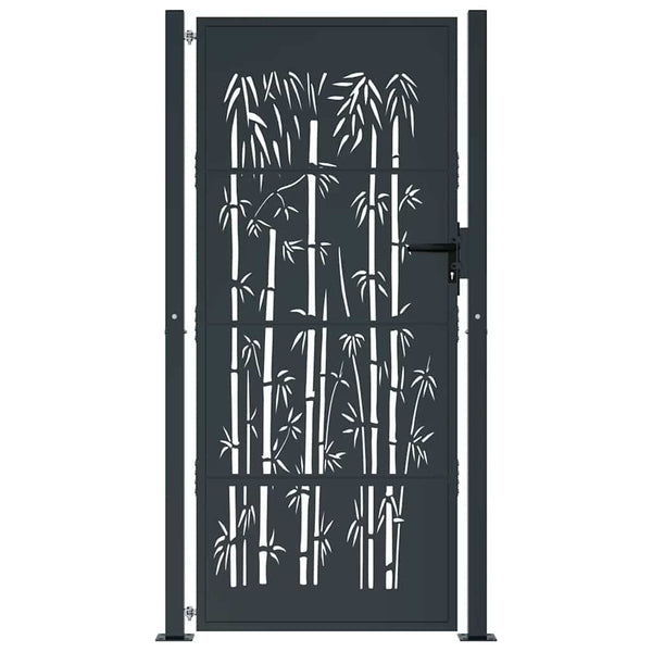 Gartentor Anthrazit 100x175 cm Stahl Bambus-Design