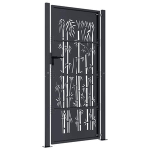 Gartentor Anthrazit 100x175 cm Stahl Bambus-Design