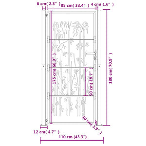Gartentor Anthrazit 100x175 cm Stahl Bambus-Design