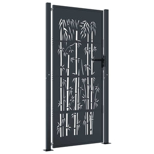 Gartentor Anthrazit 100x200 cm Stahl Bambus-Design