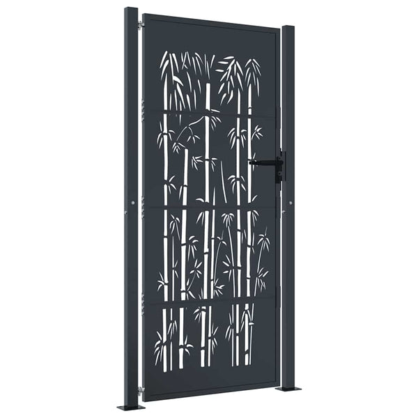 Gartentor Anthrazit 100x200 cm Stahl Bambus-Design