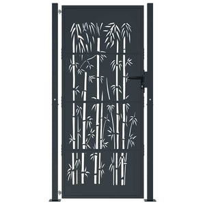 Gartentor Anthrazit 100x200 cm Stahl Bambus-Design