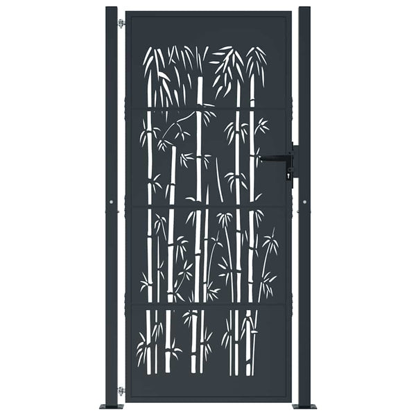 Gartentor Anthrazit 100x200 cm Stahl Bambus-Design