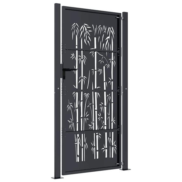 Gartentor Anthrazit 100x200 cm Stahl Bambus-Design
