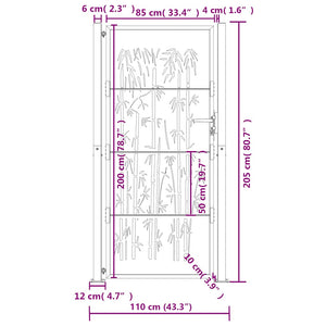 Gartentor Anthrazit 100x200 cm Stahl Bambus-Design