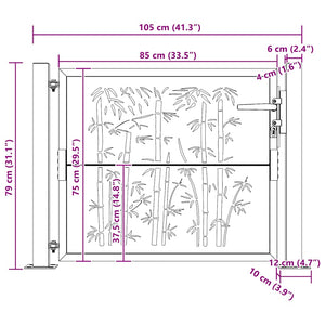 Gartentor 100x75 cm Cortenstahl Bambus-Design