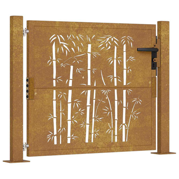 Gartentor 100x100 cm Cortenstahl Bambus-Design