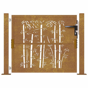 Gartentor 100x100 cm Cortenstahl Bambus-Design