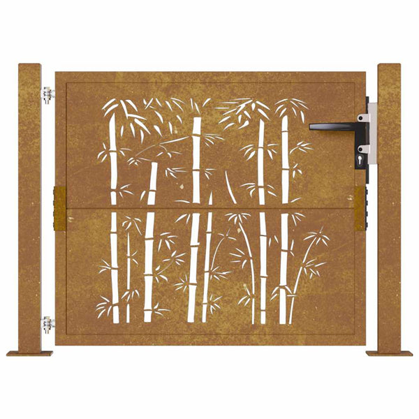 Gartentor 100x100 cm Cortenstahl Bambus-Design