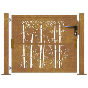 Gartentor 100x100 cm Cortenstahl Bambus-Design