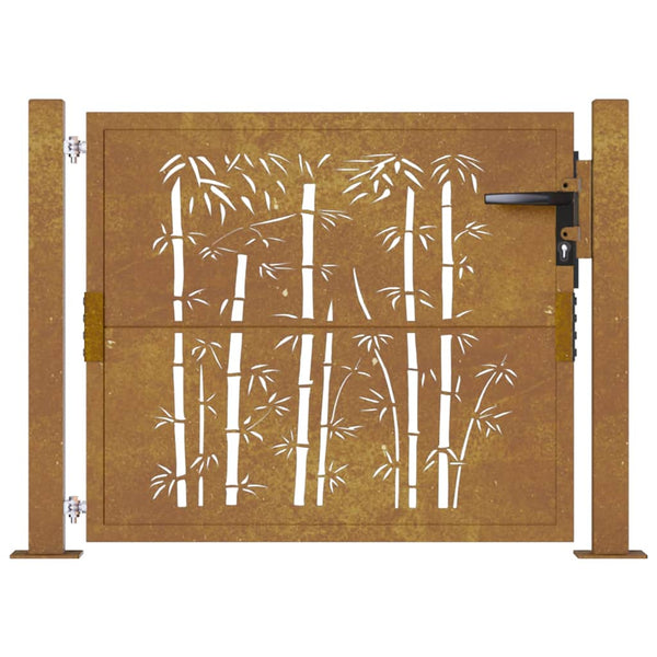 Gartentor 100x100 cm Cortenstahl Bambus-Design