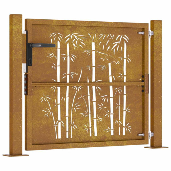 Gartentor 100x100 cm Cortenstahl Bambus-Design