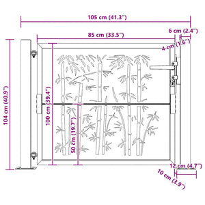 Gartentor 100x100 cm Cortenstahl Bambus-Design