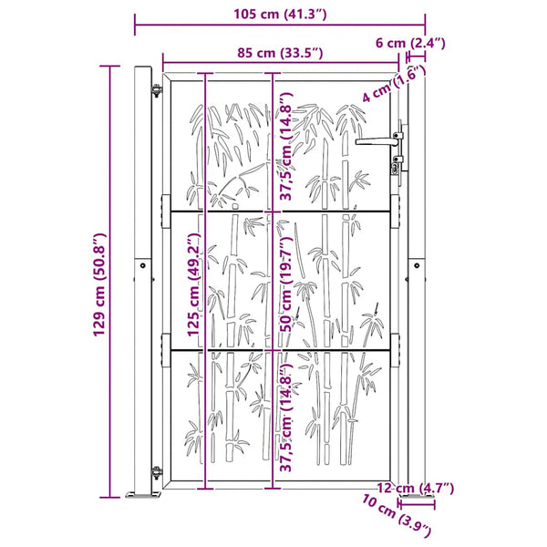 Gartentor 100x125 cm Cortenstahl Bambus-Design