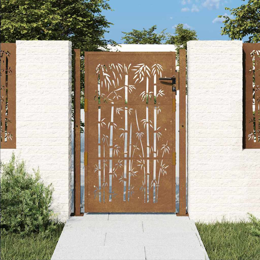 vidaXL Portail de jardin 100x150 cm acier Corten motif bambou