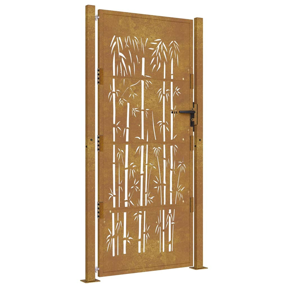 vidaXL Portillon de jardin 100x200 cm Acier Corten Design Bambou