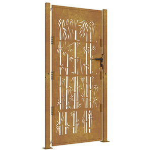 Gartentor 100x200 cm Cortenstahl Bambus-Design