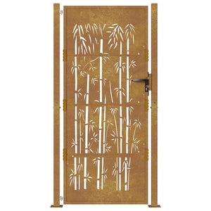 Gartentor 100x200 cm Cortenstahl Bambus-Design
