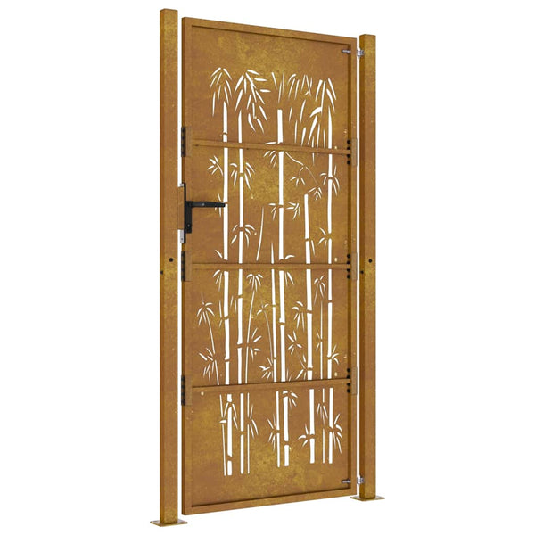 Gartentor 100x200 cm Cortenstahl Bambus-Design