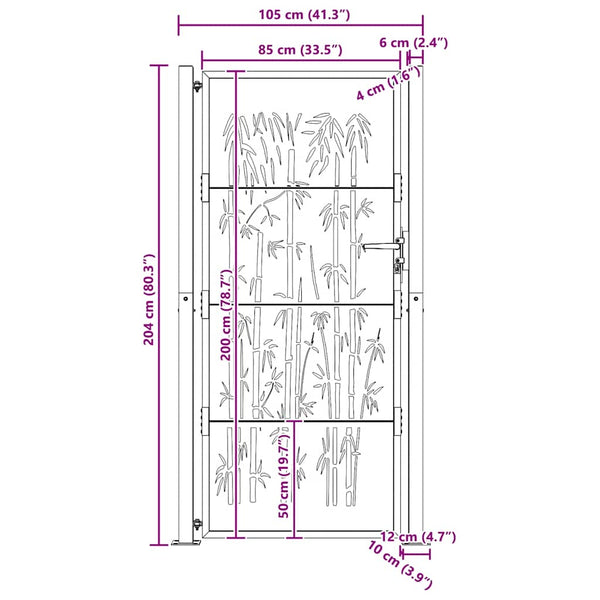 Gartentor 100x200 cm Cortenstahl Bambus-Design