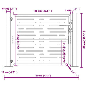 Gartentor Anthrazit 100x75 cm Stahl Quadratisches Design