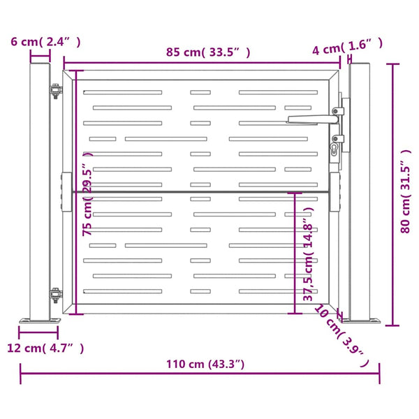 Gartentor Anthrazit 100x75 cm Stahl Quadratisches Design