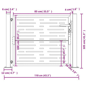 Gartentor Anthrazit 100x100 cm Stahl Quadratisches Design