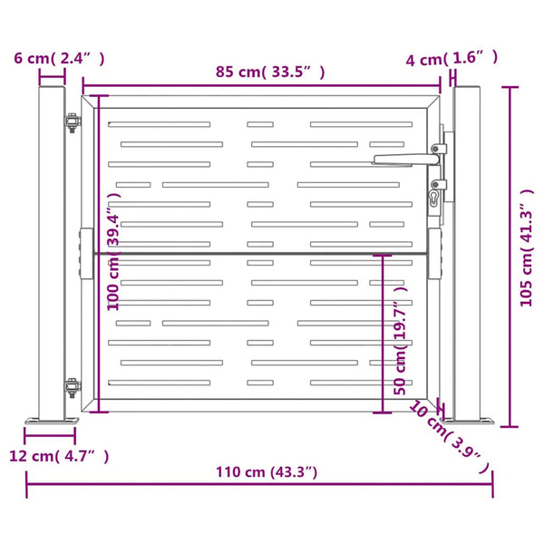 Gartentor Anthrazit 100x100 cm Stahl Quadratisches Design